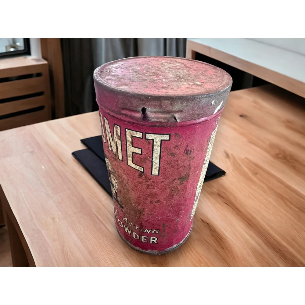 Rare Tin Antique Chippy Advertising Calumet Baking Powder Chippy Red Aged Patina